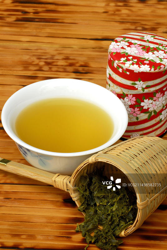 绿茶、滤茶器、茶叶图片素材