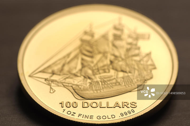 库克群岛帆船1盎司金币图片素材