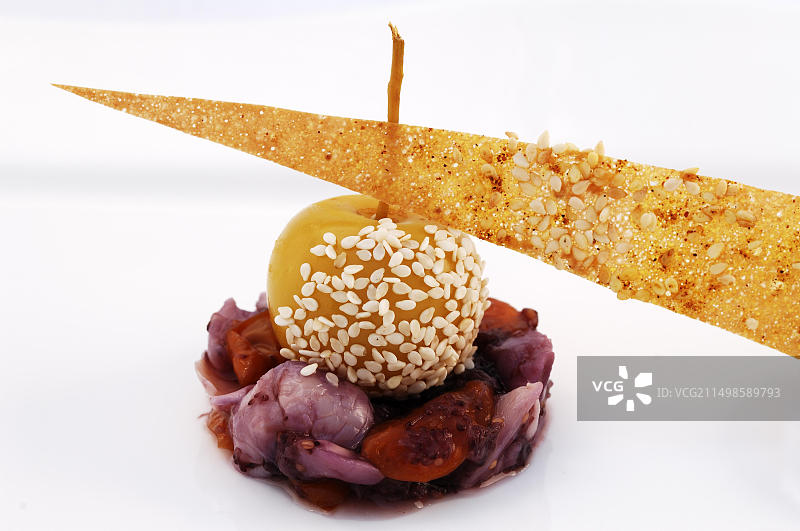 高级料理：豚草酸辣酱和苹果图片素材