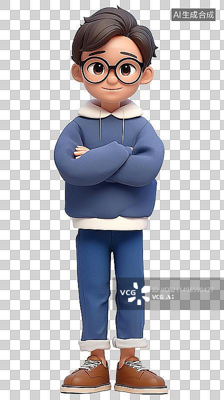 【AI数字艺术】3D穿着卫衣的青年图片素材