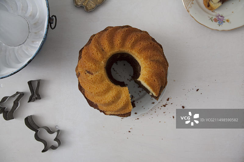 古格尔霍普夫蛋糕或带面包屑的邦特蛋糕图片素材