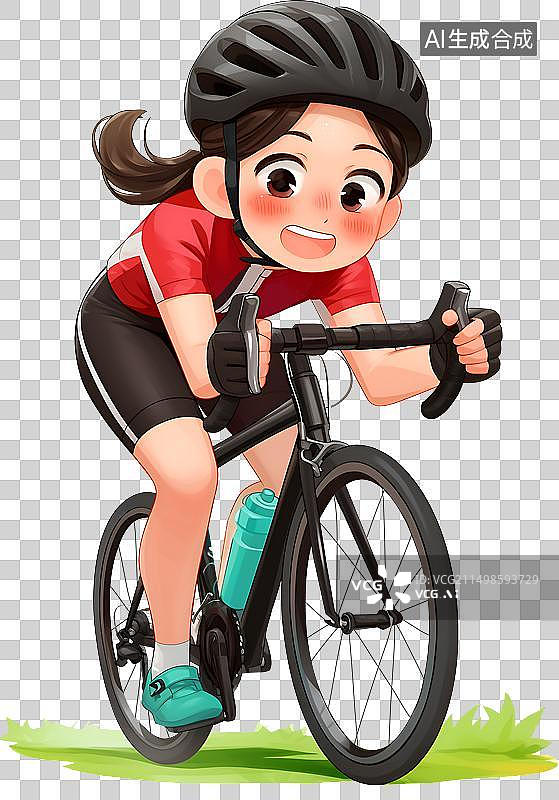 【AI数字艺术】女孩骑公路自行车图片素材