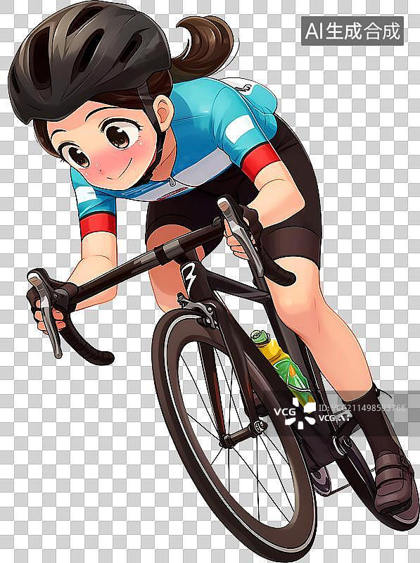 【AI数字艺术】女孩骑公路自行车运动图片素材