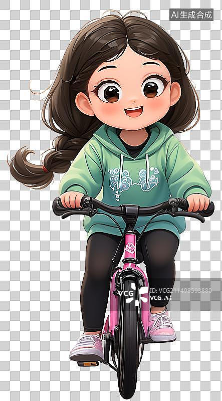 【AI数字艺术】小女孩骑单车图片素材