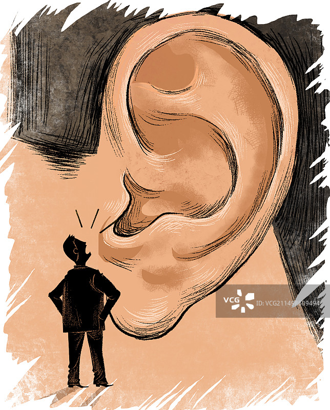 大耳朵听着小人在大声说话建议图片素材