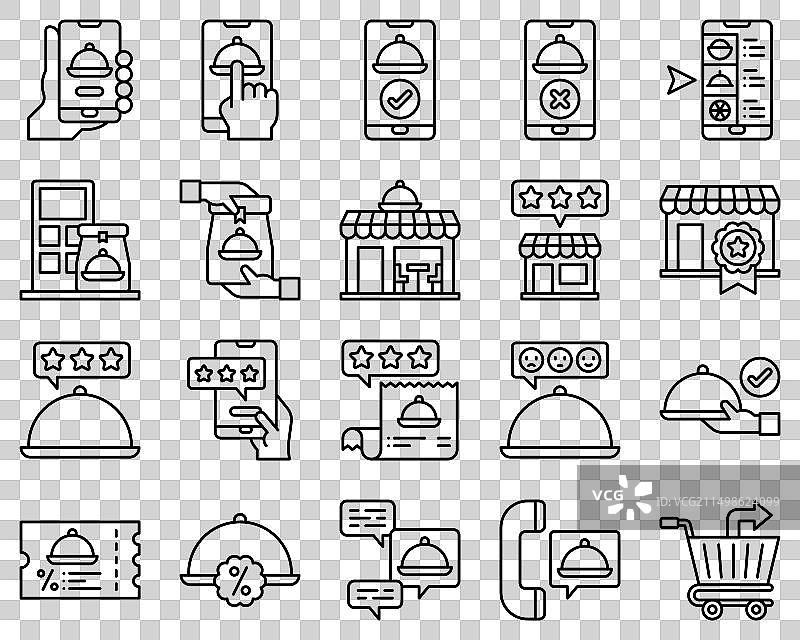 食品配送要素线性图标集图片素材