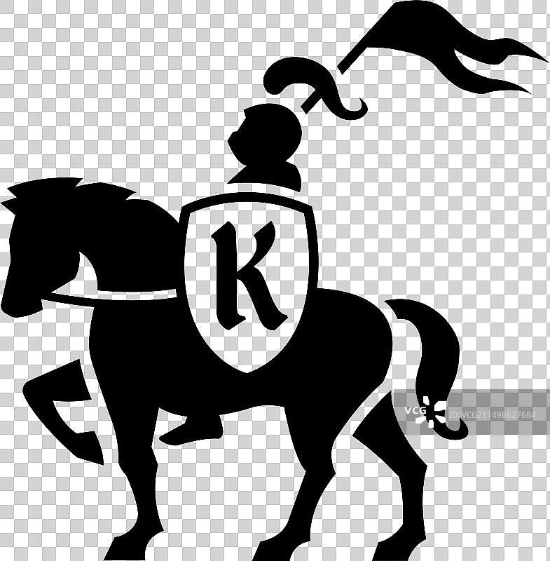 骑士骑马持盾旗logo图片素材