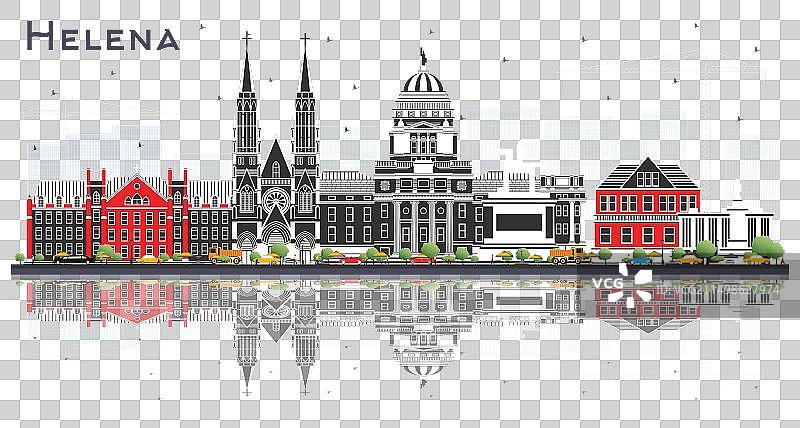 海伦娜蒙大拿城市彩色建筑天际线图片素材