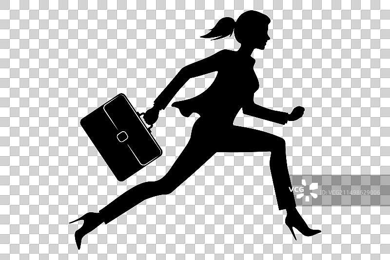 女商人奔跑的剪影图片素材