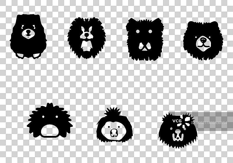 极简风格黑色松狮博美犬图标设计图片素材