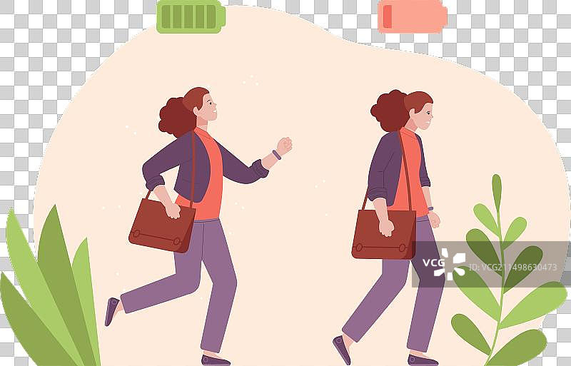 女性的活力：疲惫或精力充沛图片素材