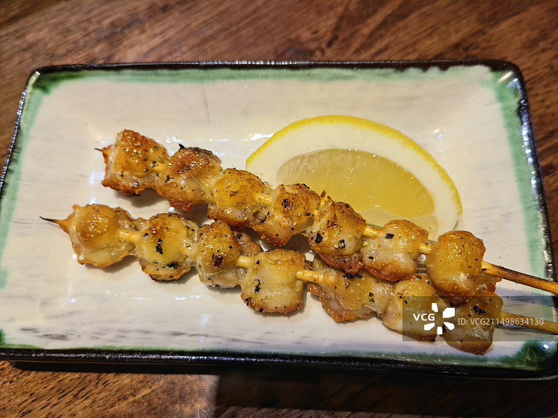 日料烤鸡心图片素材