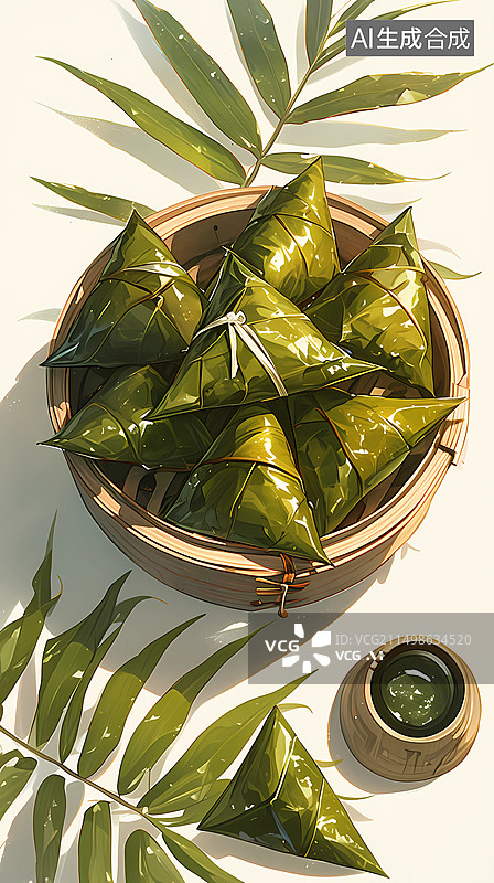 【AI数字艺术】端午节粽子装饰海报背景图图片素材