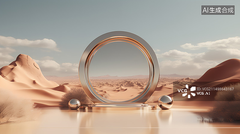 【AI数字艺术】抽象沙漠电商展示台图片素材