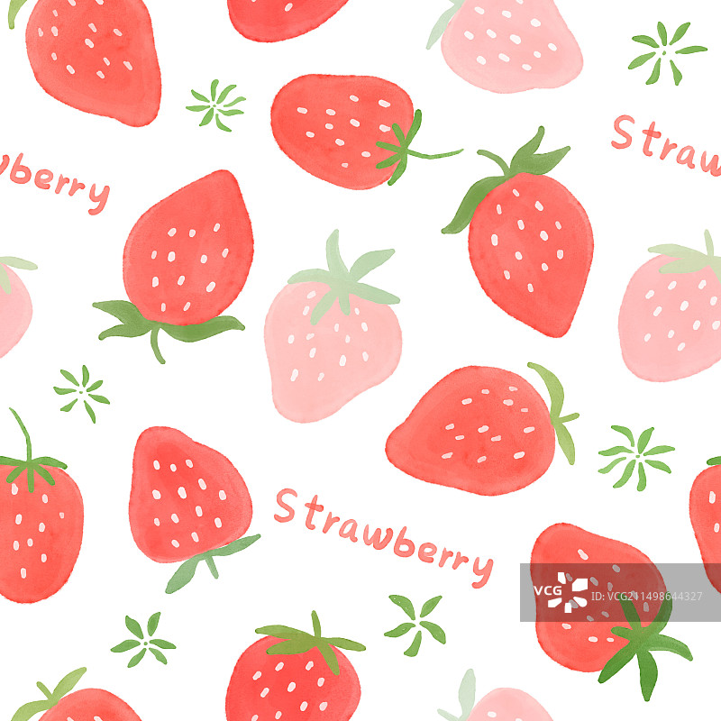 水彩草莓四方连续图片素材