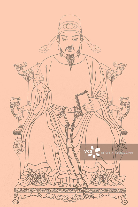 中国古代神话传说人物，文昌帝君画像图片素材
