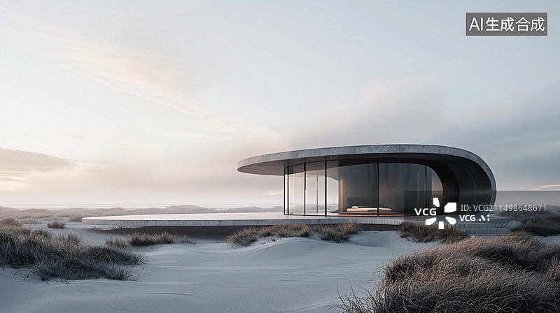 【AI数字艺术】汽车广告背景——极具设计感的未来主义风格展厅建筑图片素材