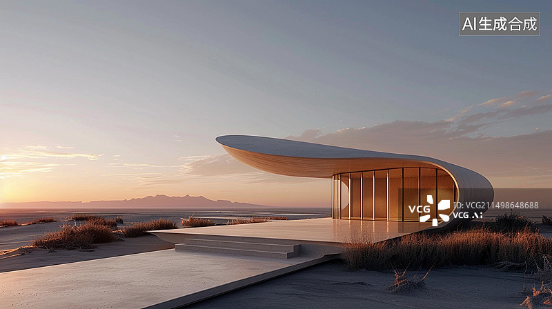 【AI数字艺术】汽车广告背景——极具设计感的未来主义风格展厅建筑图片素材