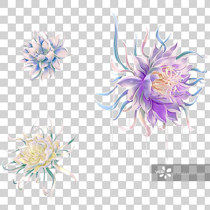 国潮免扣花卉图片素材