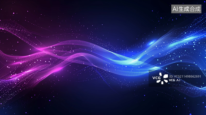 【AI数字艺术】蓝紫色流动发光抽象背景图片素材