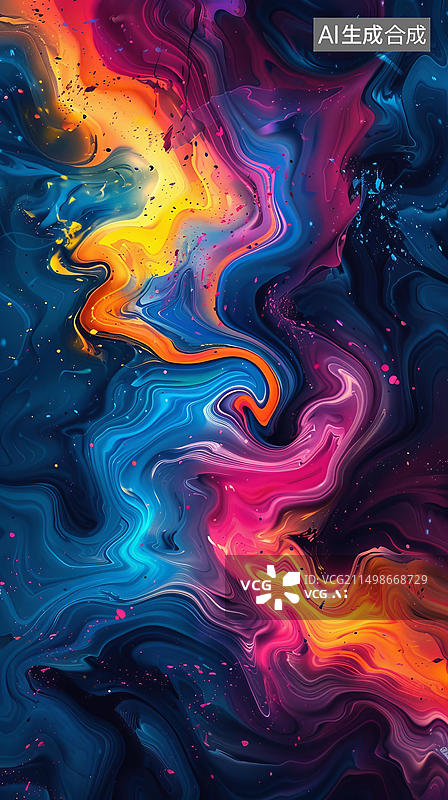 【AI数字艺术】五彩斑斓的液体画图片素材