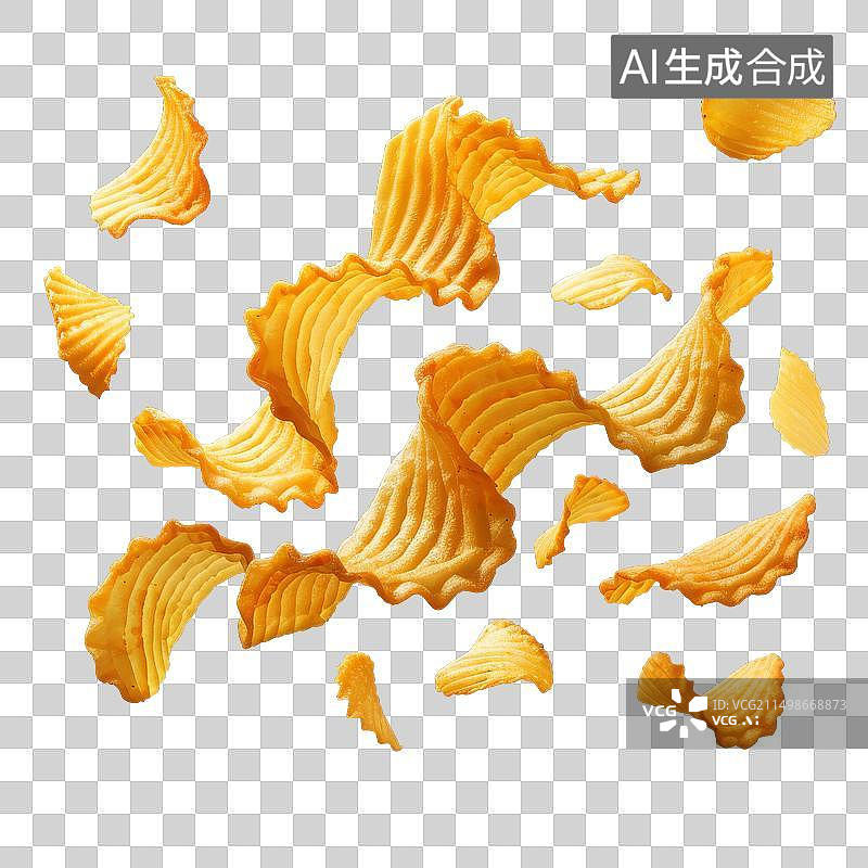 【AI数字艺术】[免抠PNG素材]薯片在空中飞舞图片素材