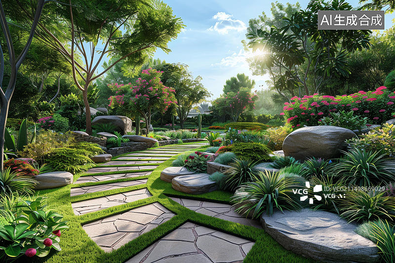 【AI数字艺术】园林景观设计效果图图片素材