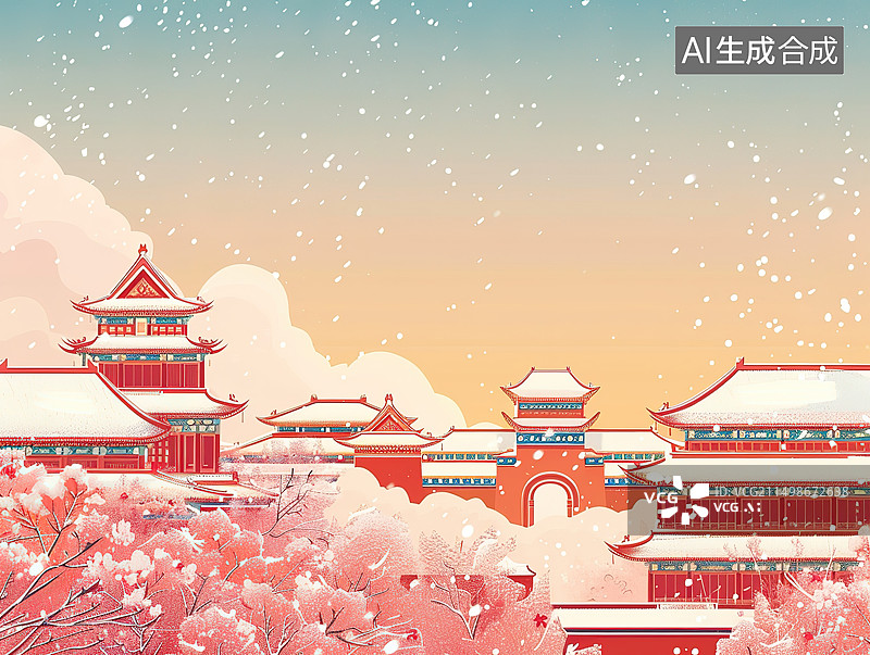 【AI数字艺术】雪中的天坛图片素材