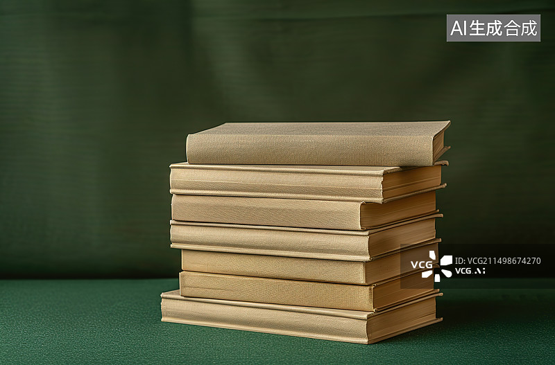 【AI数字艺术】靠墙的桌子上的书的特写镜头图片素材