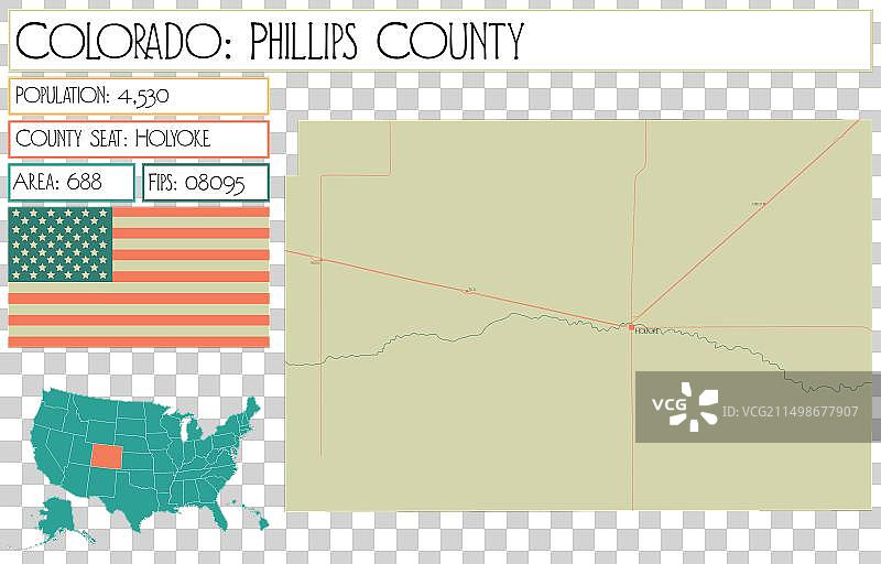 美国科罗拉多州菲利普斯县地图图片素材