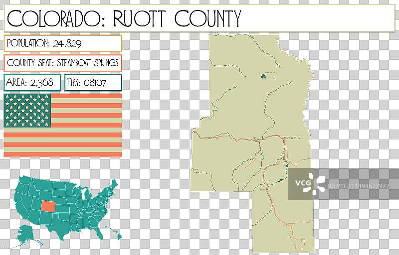 美国科罗拉多州鲁特县地图图片素材