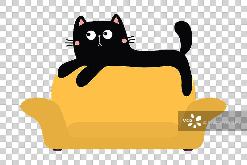 黑猫躺在长沙发椅背上图片素材