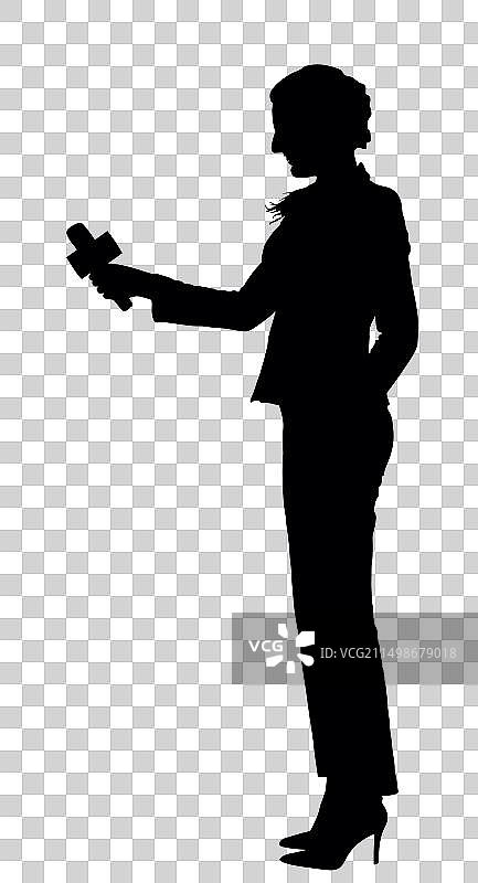 女孩征求公众意见记者剪影图片素材