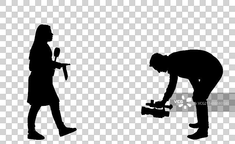 记者采访与摄制组剪影图片素材