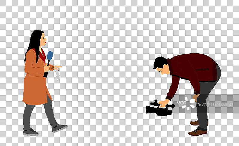 女孩新闻记者采访摄制组图片素材