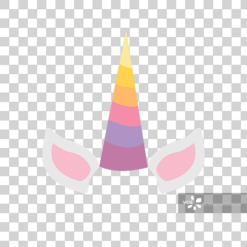 彩色彩虹独角兽角和耳朵图片素材