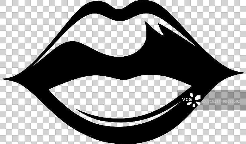 嘴唇黑白隔离图标图片素材