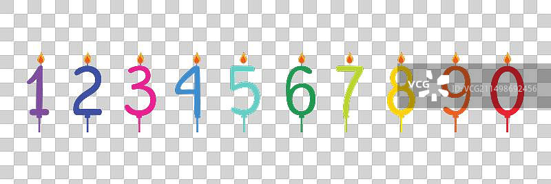 深色背景上的蜡烛数字生日快乐套装图片素材