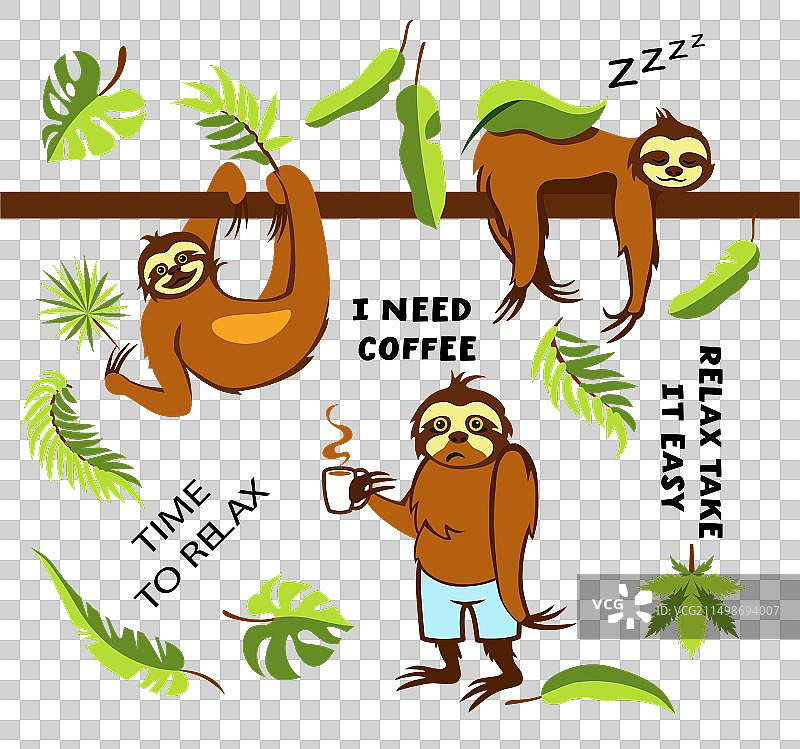 可爱卡通树懒图案设计图片素材