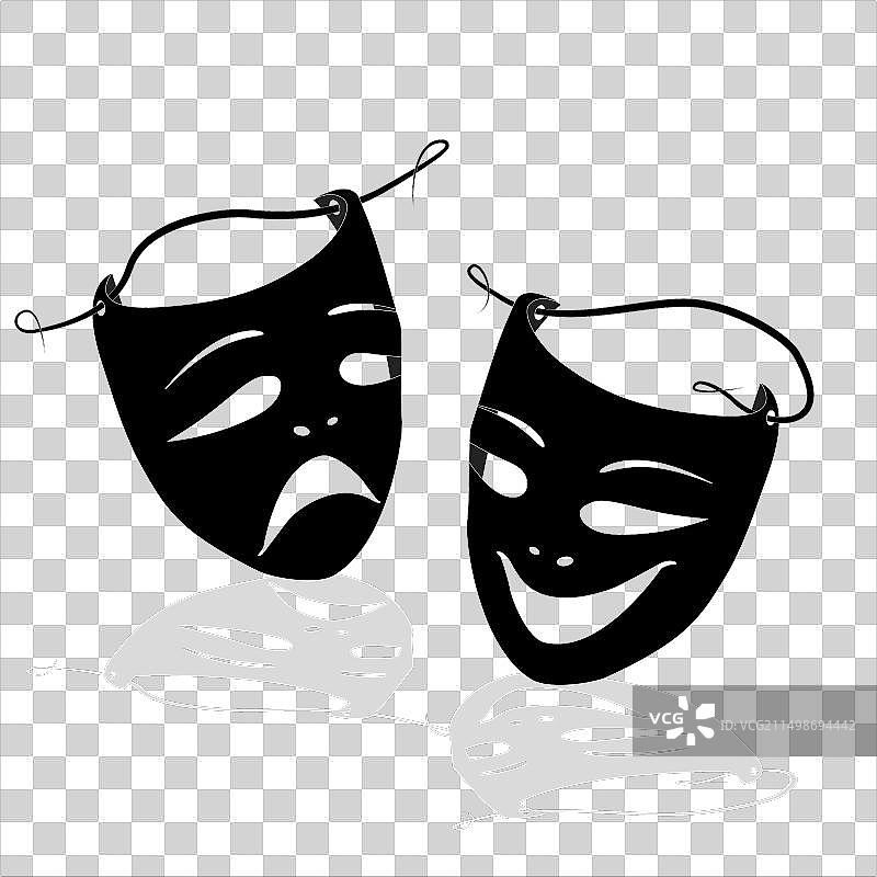黑白戏剧喜剧面具图标图片素材
