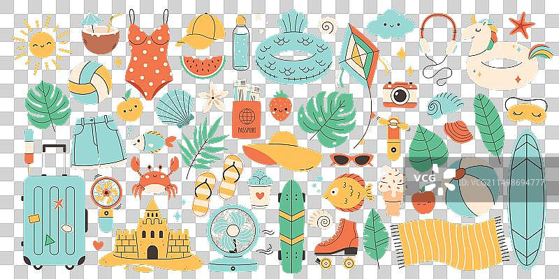 夏季假期贴纸夏季运动大型合集图片素材