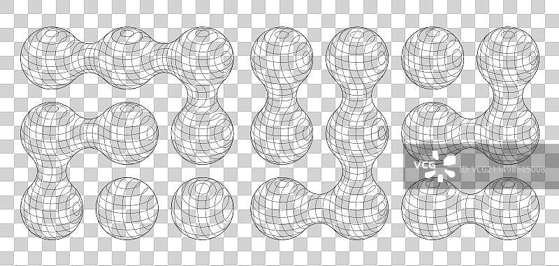 孟菲斯风格抽象圆形连接球体图片素材