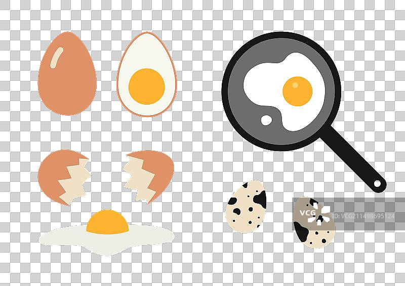 不同种类的生鸡蛋和煮鸡蛋图片素材