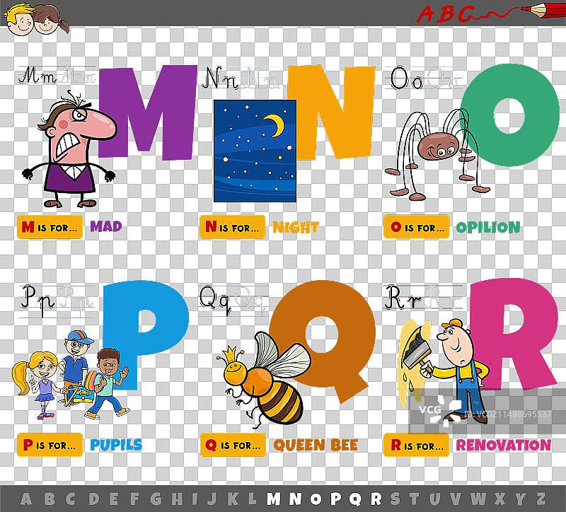 儿童教育卡通字母图片素材