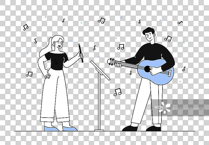 音乐课人物插画图片素材