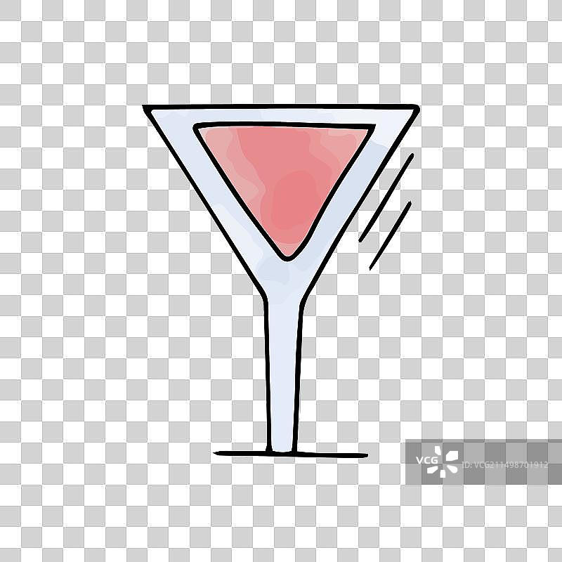 马提尼水彩涂鸦元素图片素材