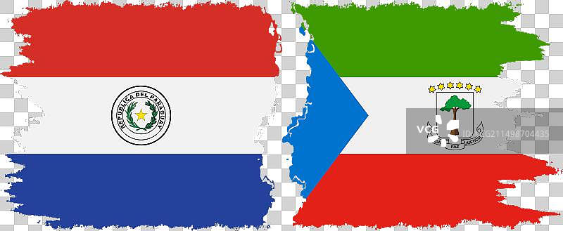 赤道几内亚和巴拉圭复古旗帜图片素材