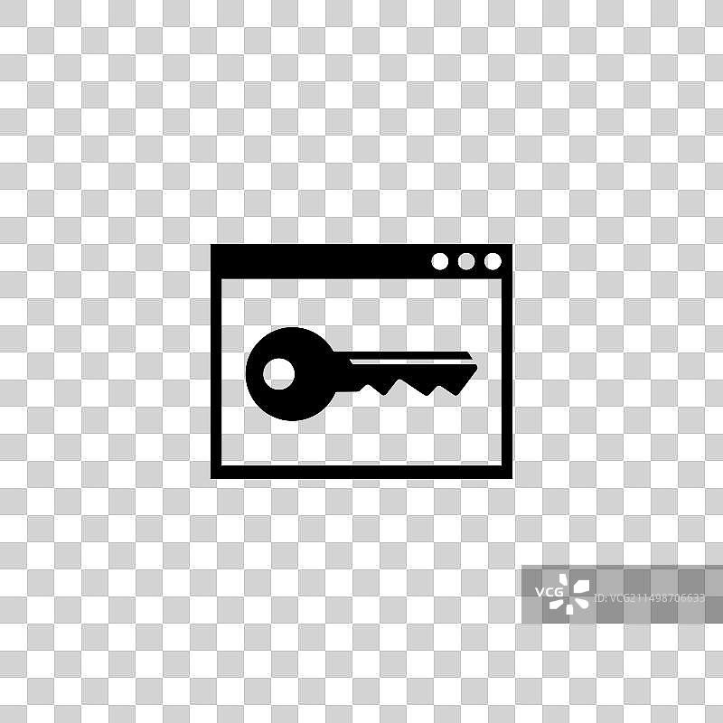 浏览器中钥匙的黑白图标图片素材