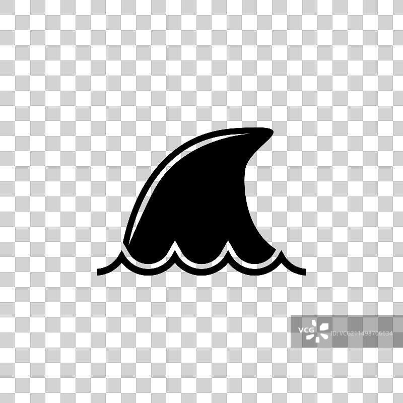 鲨鱼鳍的单色描绘图片素材