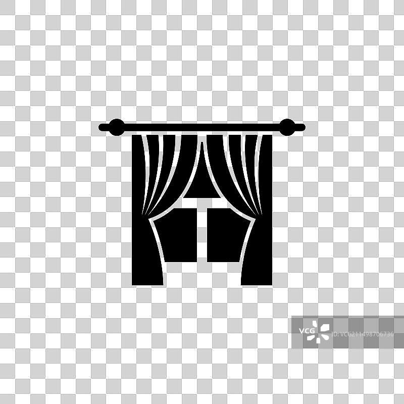 简约黑白窗帘图标图片素材